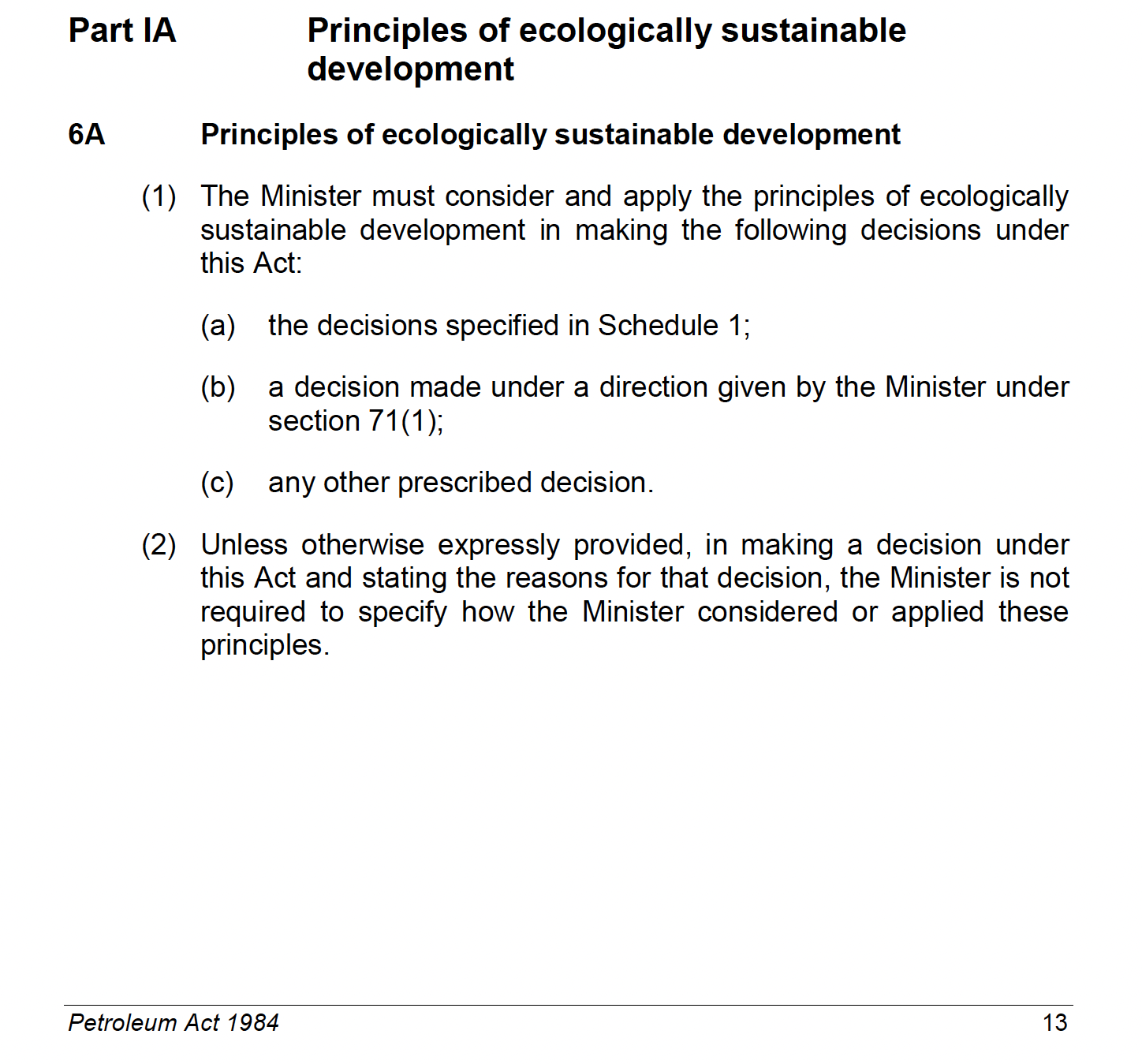 Legislation example